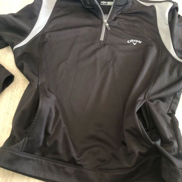 Callaway Golf 1/4 Zip Windbreaker Pocketed Jacket Black With Gray Mens Size XL - Picture 5 of 9